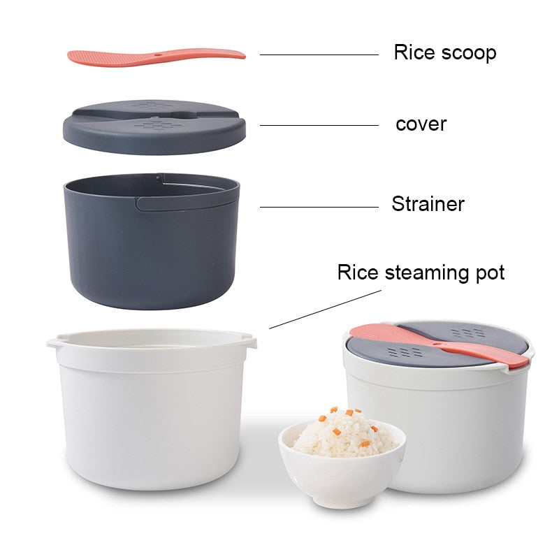 Zwippy Panela de arroz de micro-ondas e panela de macarrão de microondas com coador | 2 L | Conjunto de panelas de micro-ondas fácil de usar para arroz, massa, legumes, quinoa, aveia, ramen | Antiaderente - pode ser lavado na lava-louças - livre de BPA
