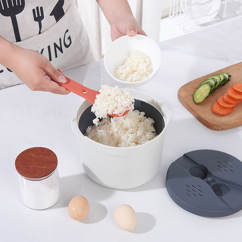 Zwippy Panela de arroz de micro-ondas e panela de macarrão de microondas com coador | 2 L | Conjunto de panelas de micro-ondas fácil de usar para arroz, massa, legumes, quinoa, aveia, ramen | Antiaderente - pode ser lavado na lava-louças - livre de BPA