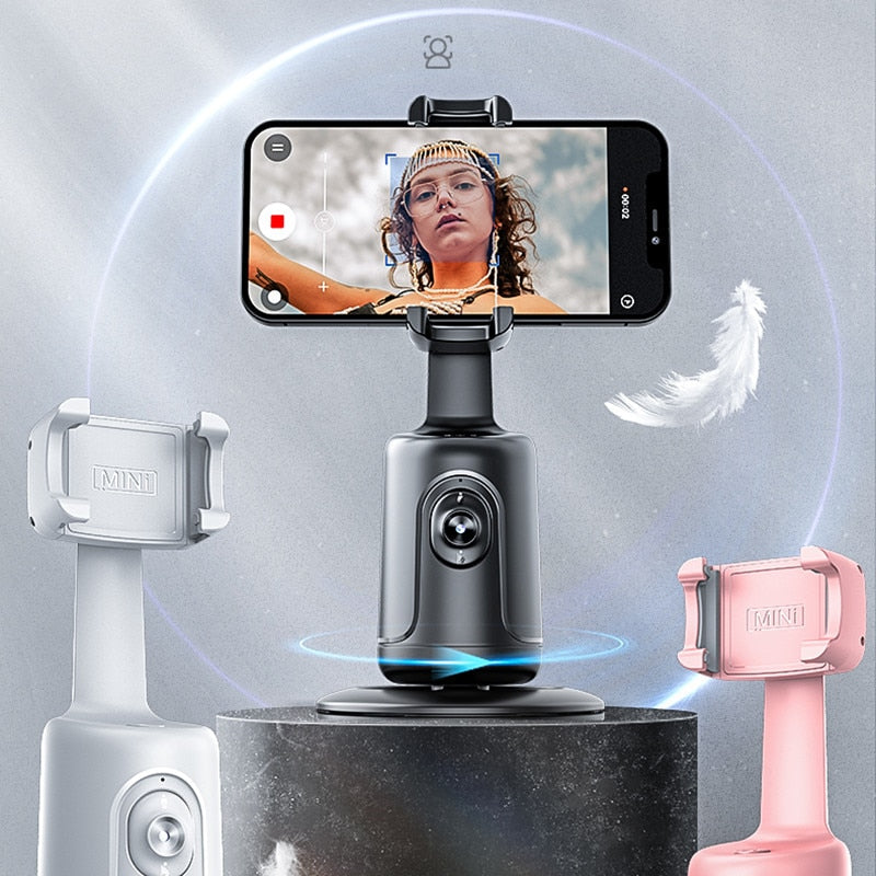 Bastão de selfie para tiro inteligente, 360 graus, acompanhamento, estabilizador de cardan, suporte do telefone.
