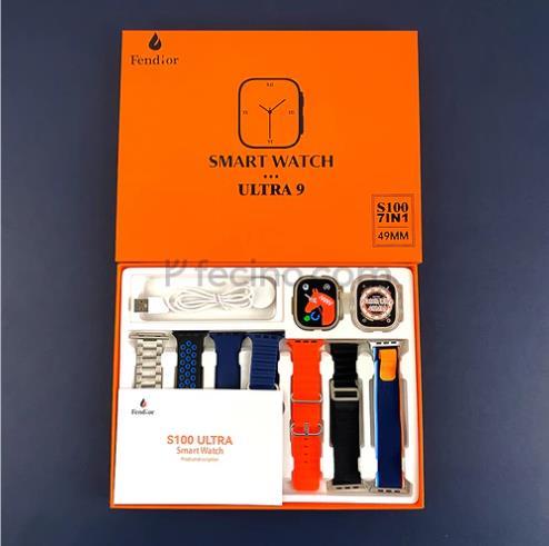 SmartWatch Serie 9 Ultra Kit com 7 Pulseiras + Case de Brinde